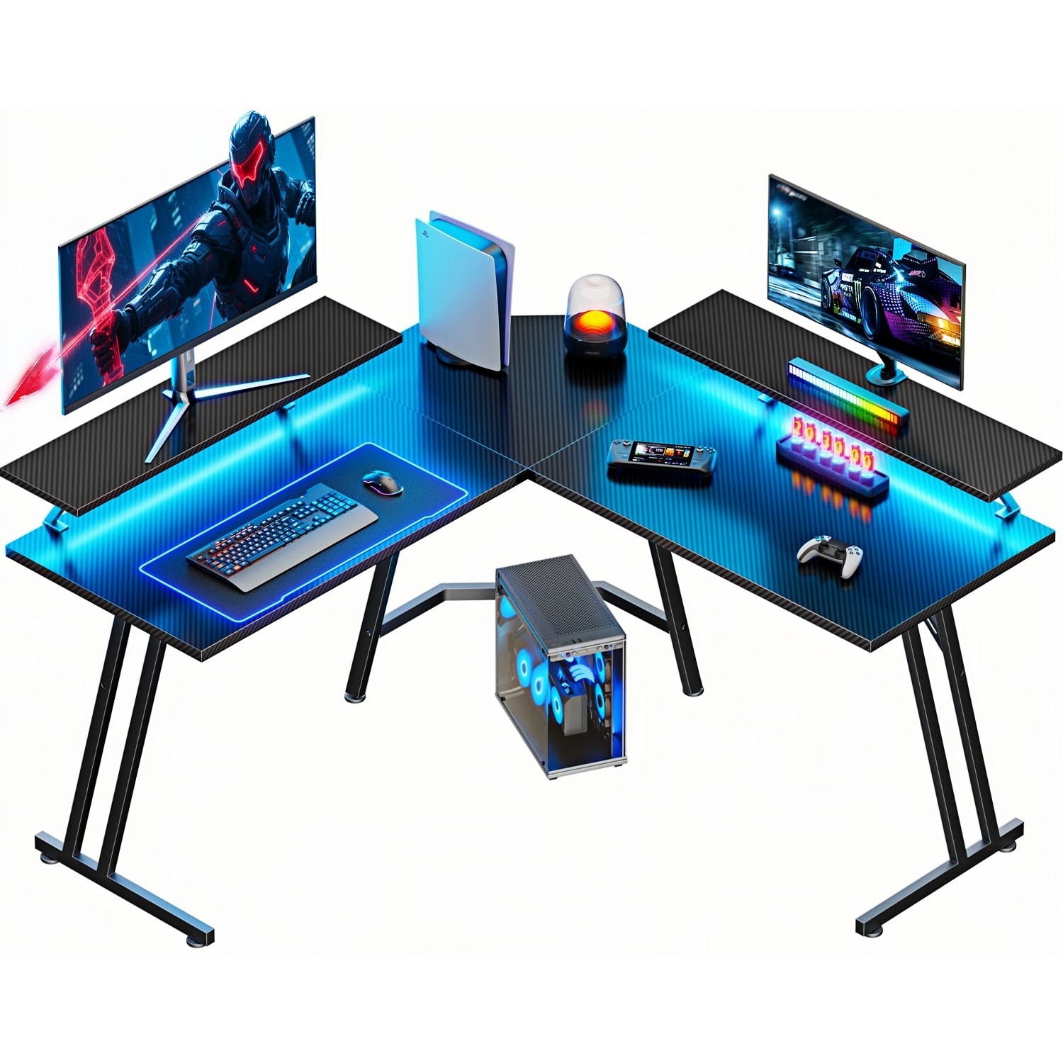 Meja Gaming Bentuk L dengan La - Pc Gaming Center ulasan dan harga