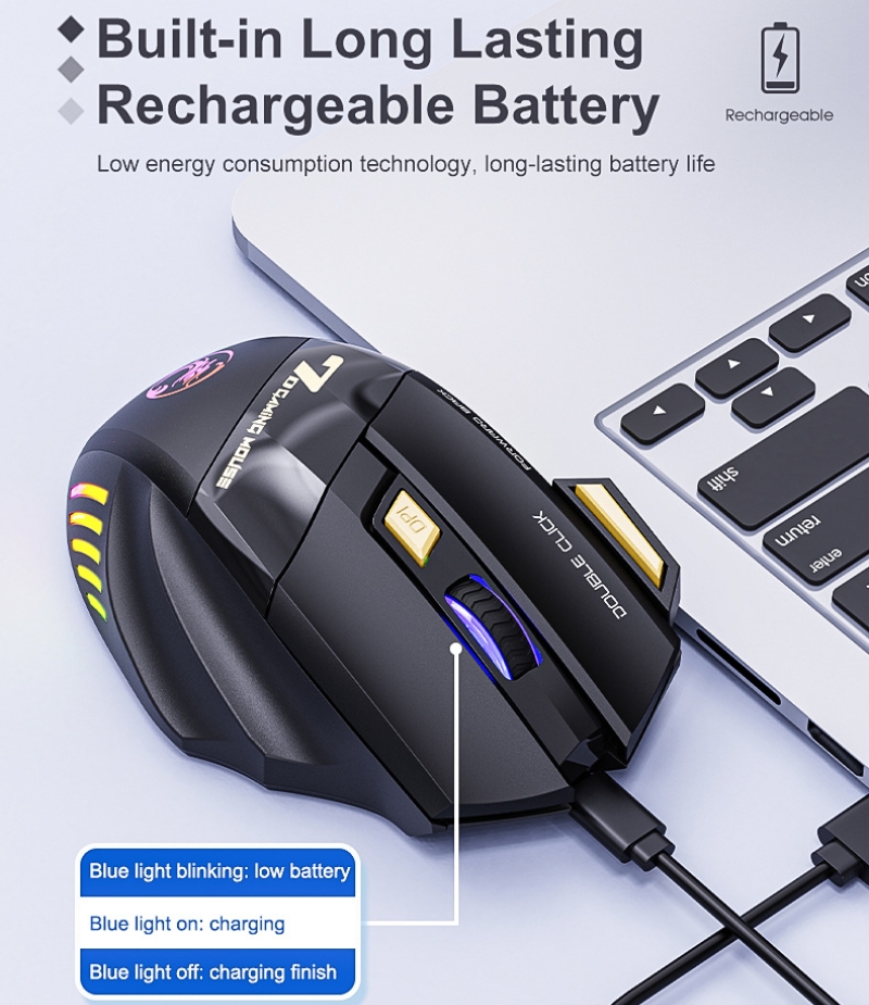 Mouse Gaming Nirkabel 2.4G Blu - Pc Gaming Hp ulasan dan harga